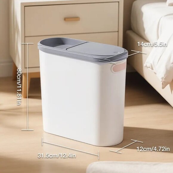 2/1pc Compact And Durable Plastic Bathroom Trash Can With Built-in Handles - Picture 3 of 3